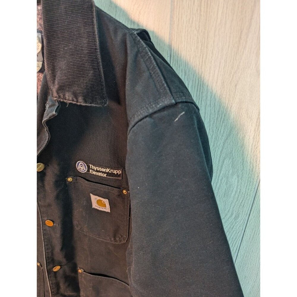 Vtg Carhartt C01 Blanket Lined Coat Jacket Mens 44 Black Union USA Embroidered - Picture 3 of 10